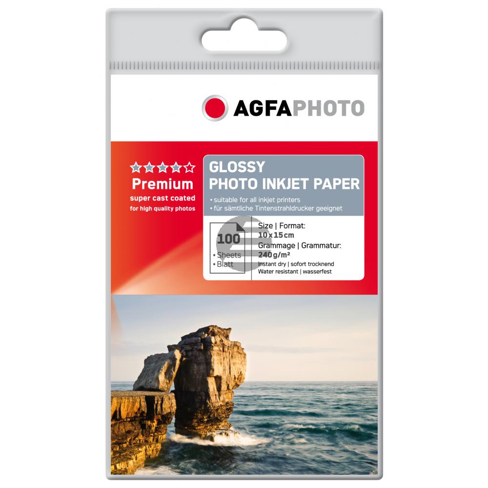Agfaphoto Inkjetpapier weiß 100 Blatt 10 x 15 cm 240 g/m² (AP240100A6)