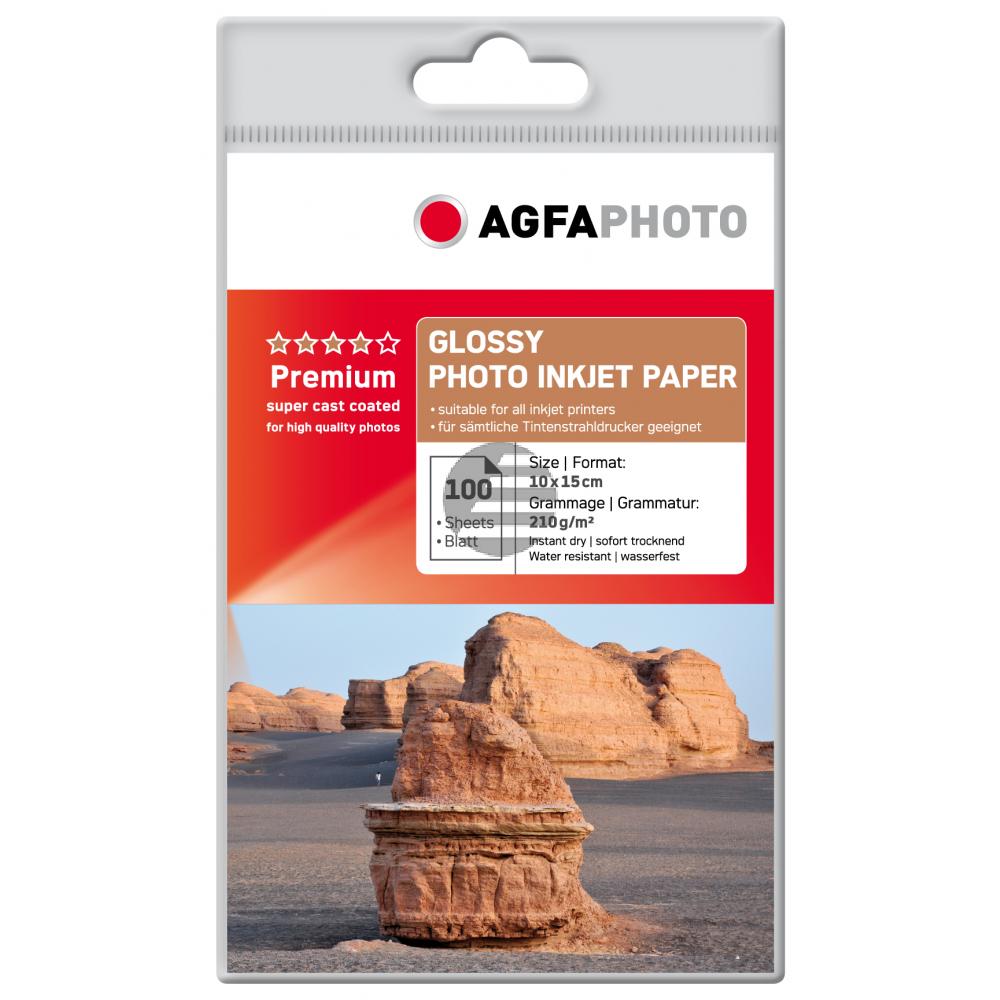 Agfaphoto Inkjetpapier weiß 100 Blatt 10 x 15 cm 210 g/m² (AP210100A6)