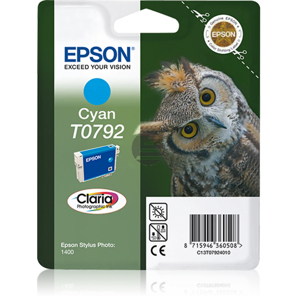 Epson Tintenpatrone cyan (C13T07924020, T0792)