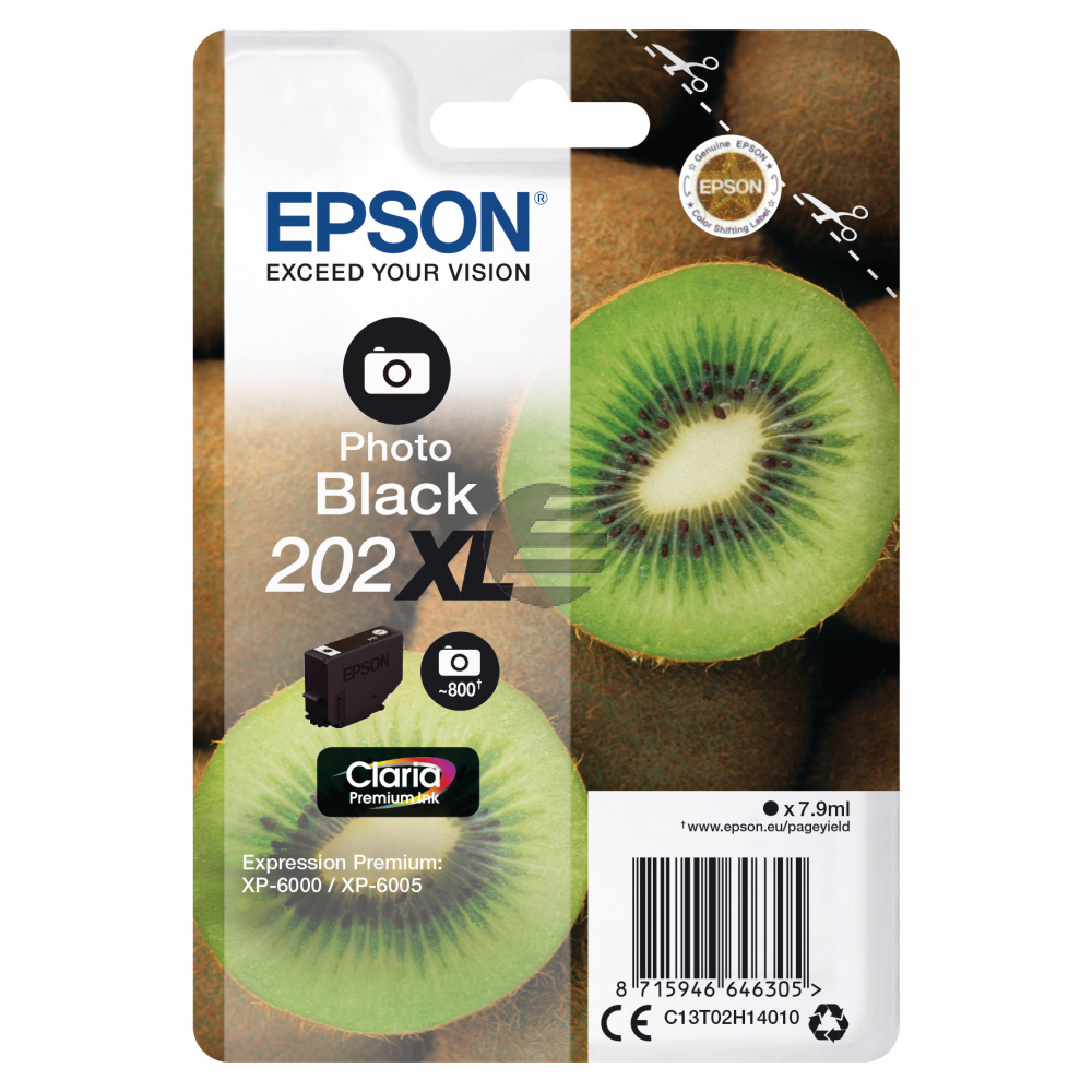 Epson Tintenpatrone schwarz photo HC (C13T02H14010, 202XL)