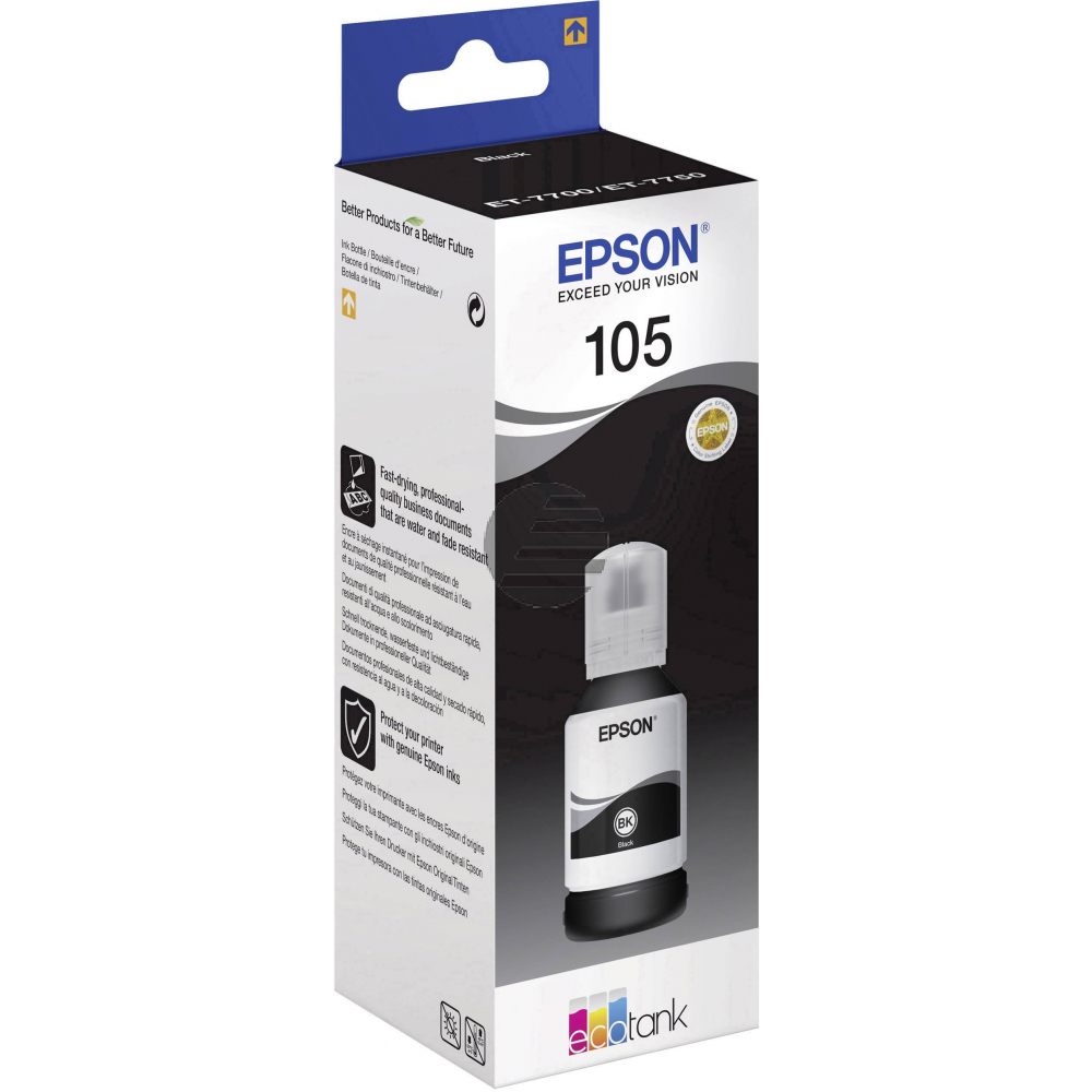 Epson Tintennachfüllfläschchen schwarz HC (C13T00Q140, 105)