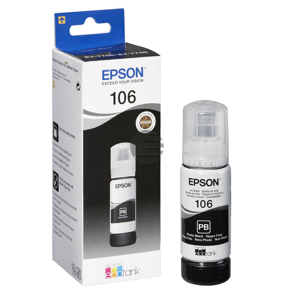 Epson Tintennachfüllfläschchen schwarz (C13T00R140, 106)