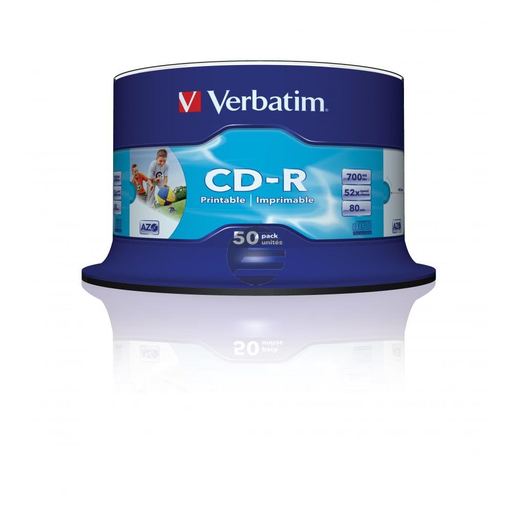 Verbatim CD-R 80min/700MB (50) 52 x /Spindel/Wide Printalbe Id Brand