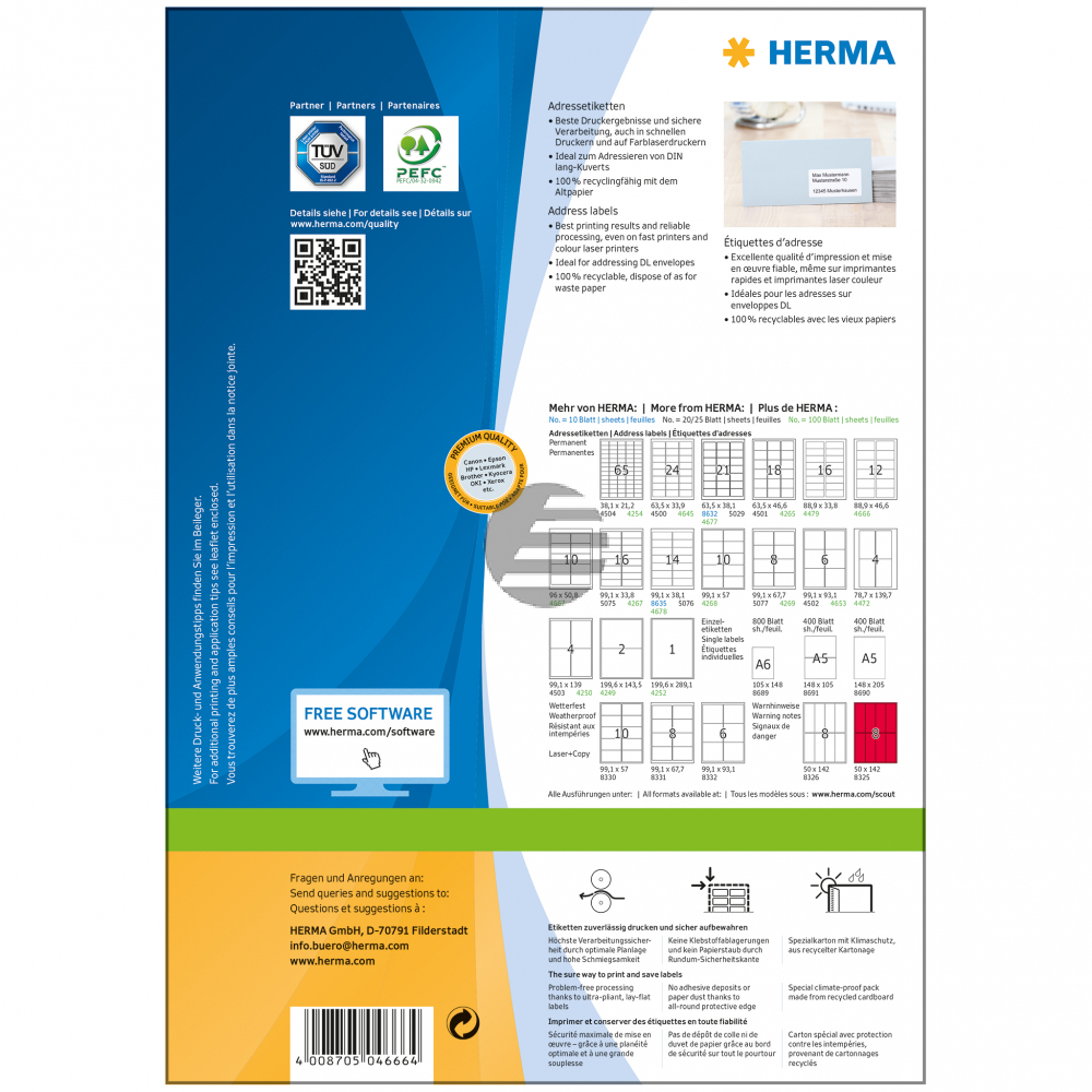 Herma Etiketten Superprint umlauf. Rand weiß 88,9 x 46,6 mm Inh.120