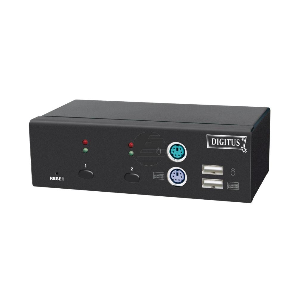 Digitus Combo KVM Switch 1User, 2PCs je PS/2 oder USB Hot-Swap Funktion inkl. 2 x Kabel K4