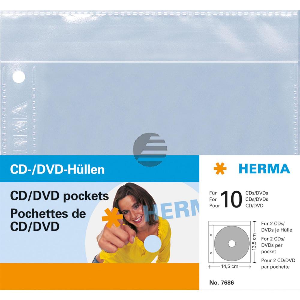 Herma CD/DVD-Hüllen für 2 CDs 145 x 135 mm Inh.5