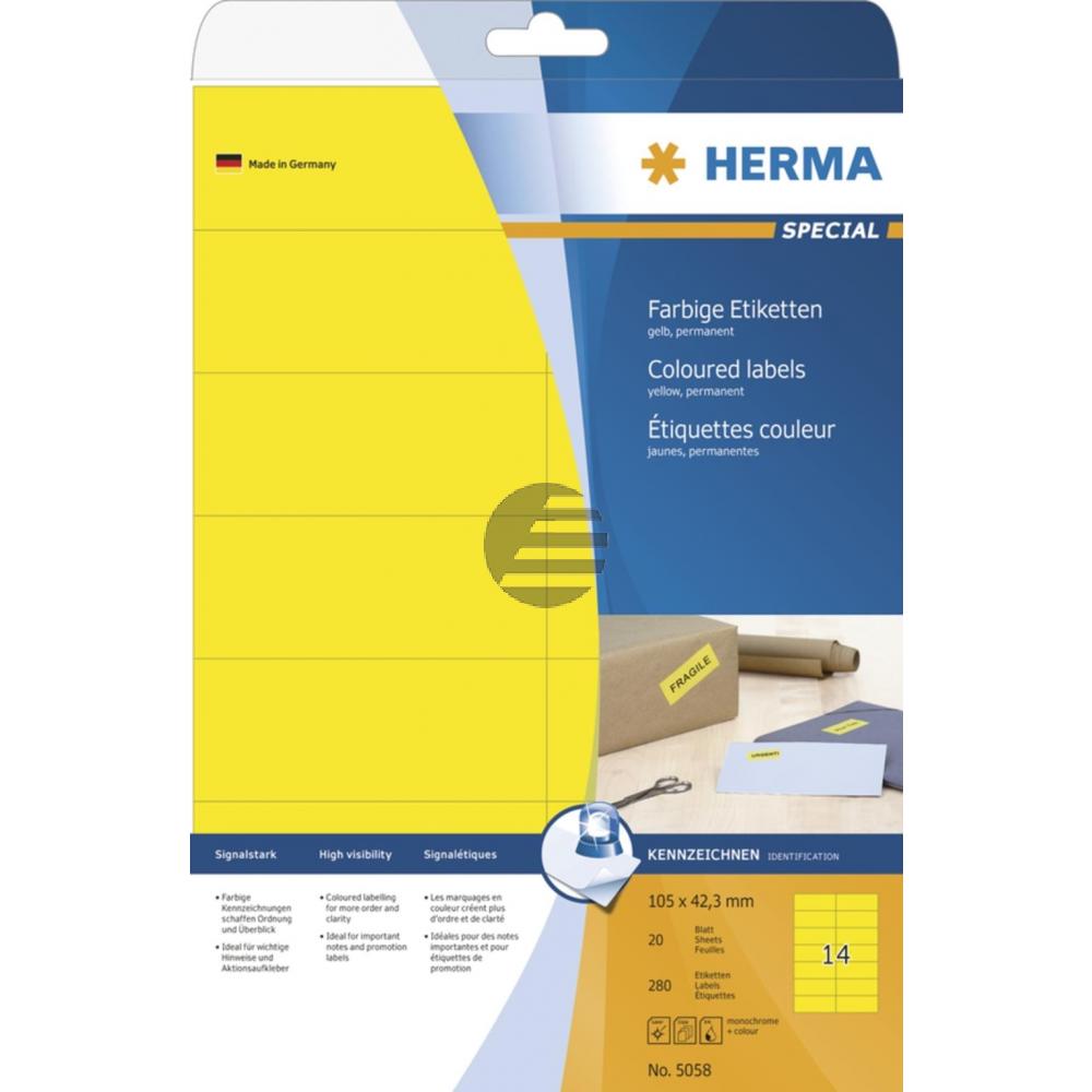 Herma Etiketten A4 gelb 105 x 42,3 mm Papier matt Inh.280