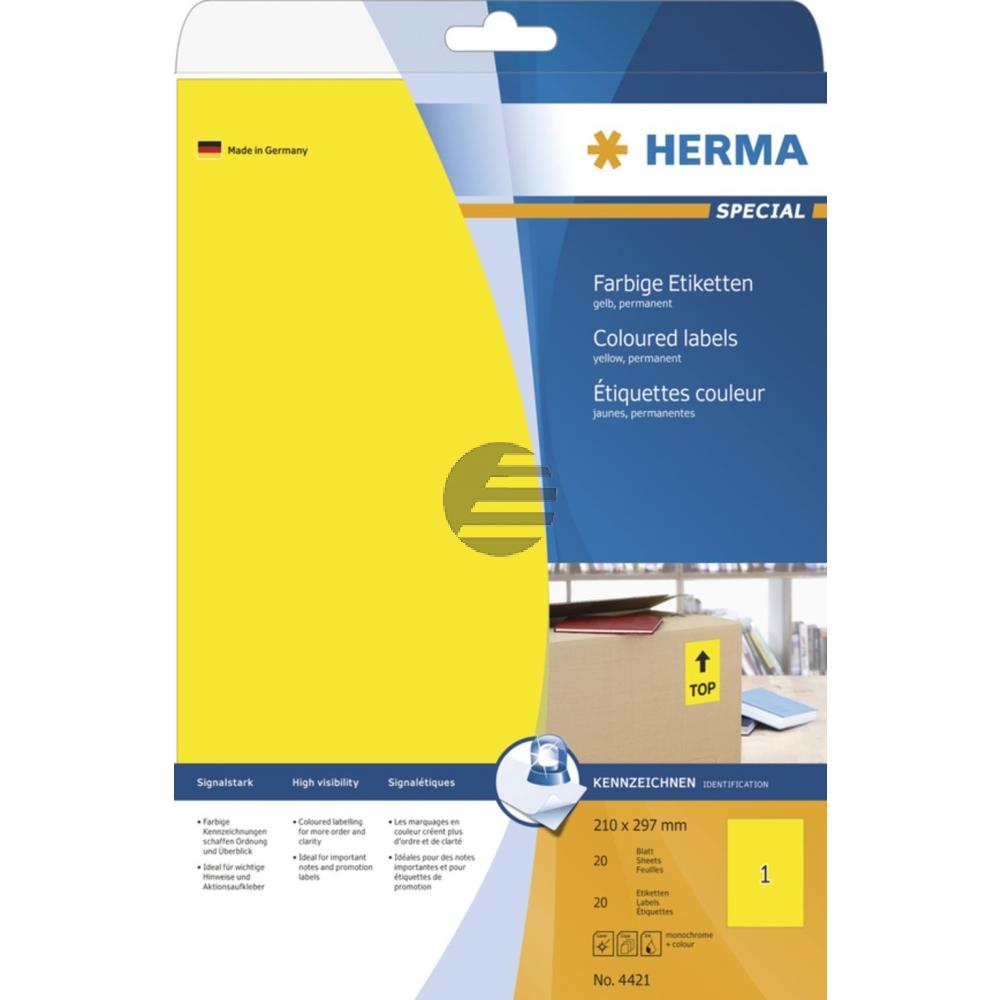 Herma Etiketten Superprint gelb 210 x 297 mm Inh.20