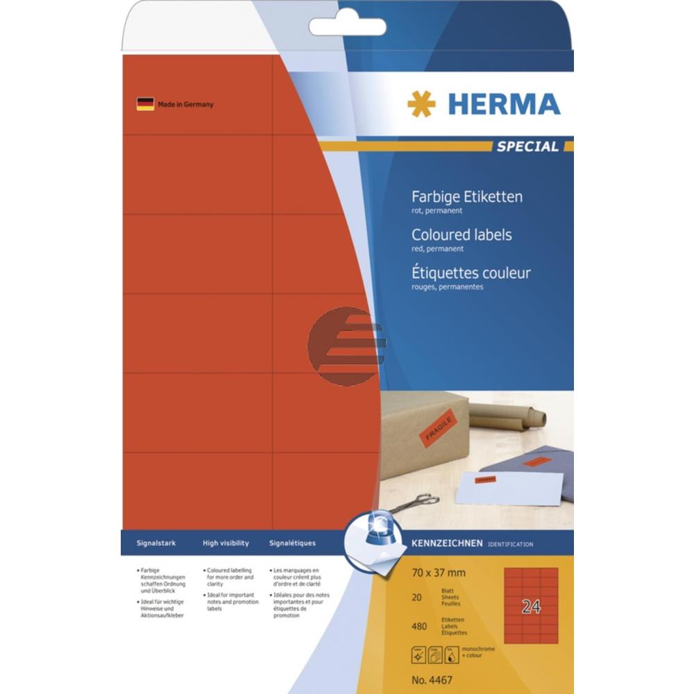 Herma Etiketten Superprint rot 70,0 x 37,0 mm Inh.480