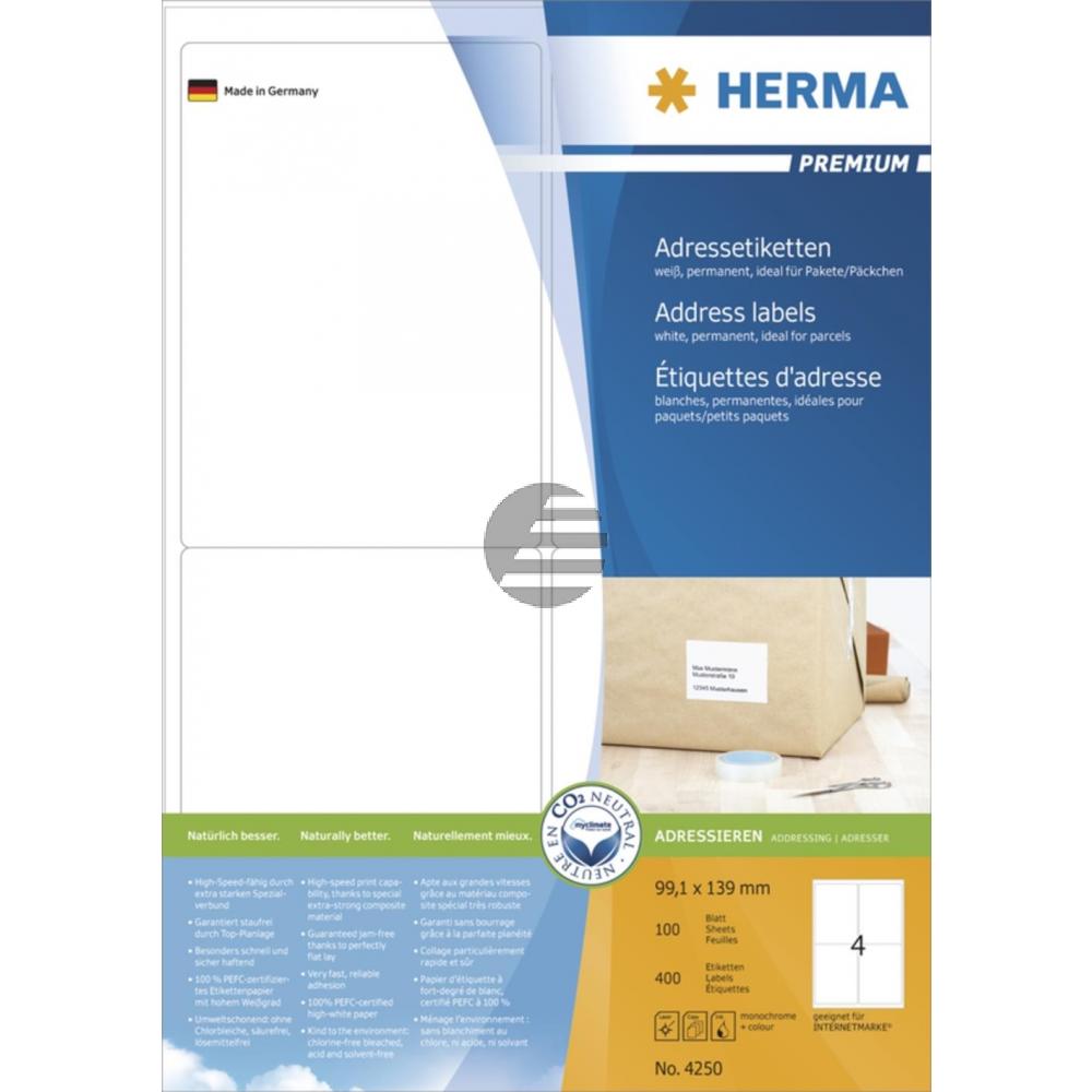 Herma Etiketten Superprint weiß 99,1 x 139 mm Inh.400