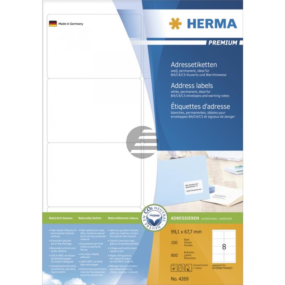 Herma Etiketten Superprint weiß 99,1 x 67,7 mm Inh.800