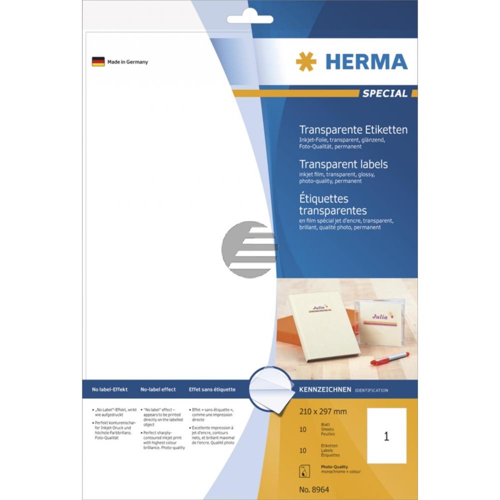 Herma Inkjet Folien-Etiketten A4 210 x 297 mm Folie glĂ€nzend Inh.10