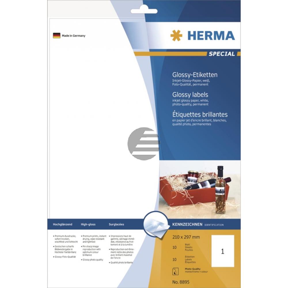 Herma Inkjet Etiketten A4 weiß 210 x 297 mm Papier glänzend Inh.10