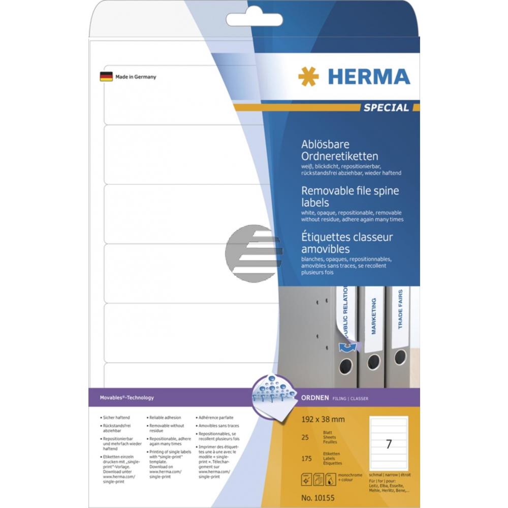 Herma Ordneretiketten weiß 192 x 38 mm ablösbar Papier Inh.175 St.