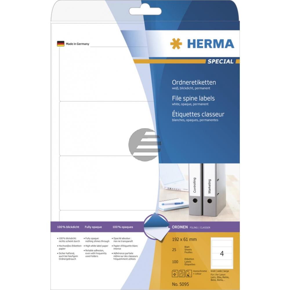 Herma Ordneretiketten weiß 192 x 61 mm Papier blickdicht Inh.100 St