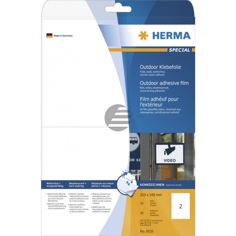 Herma Outdoor-Etiketten weiß 210 x 148 mm Klebefolie matt Inh.20