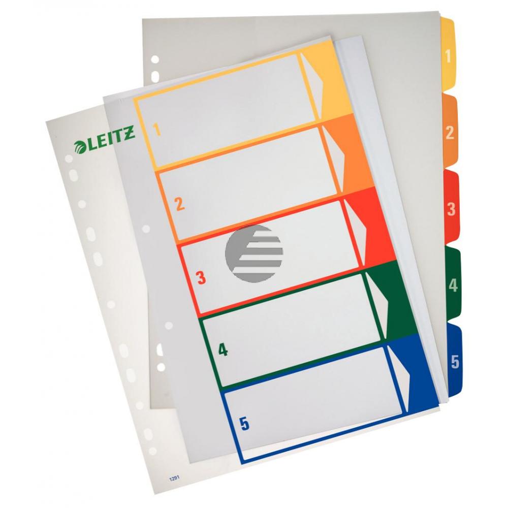Leitz Register A4 1-5 farbig/transparent PP 5-teilig PC-beschriftbar