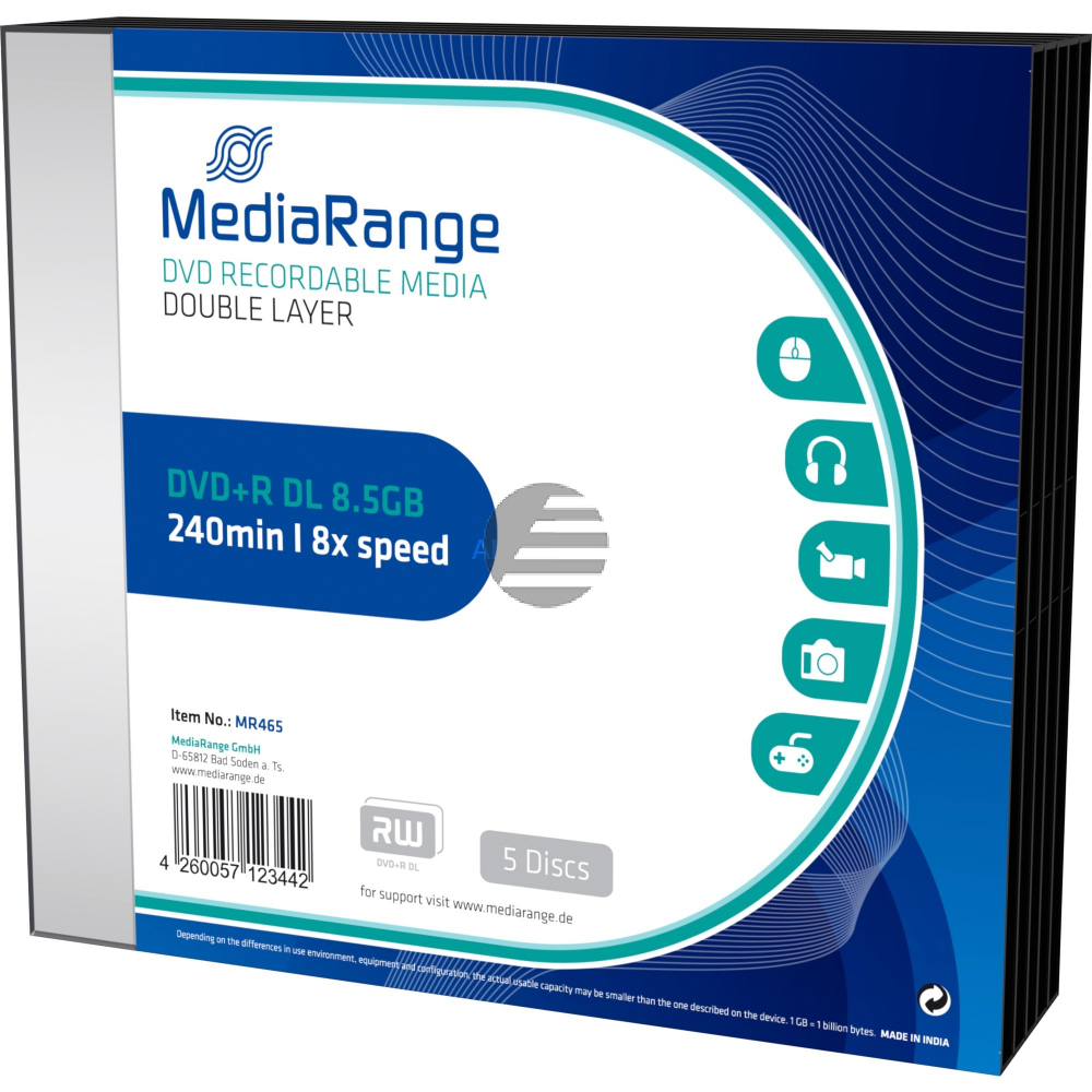 Mediarange DVD+R DL 8,5 GB 8 x (5) Slim Box