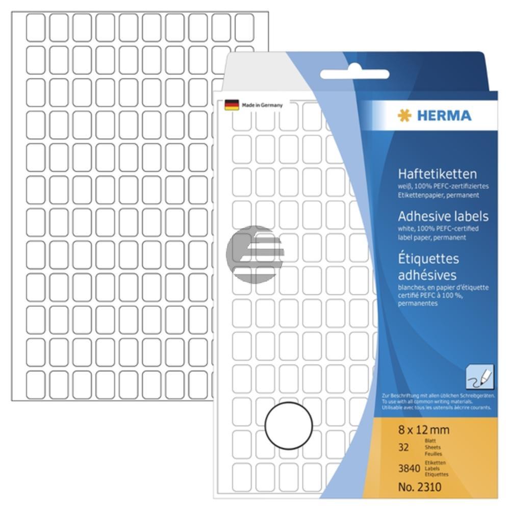 Herma Vielzwecketiketten weiß 8 x 12 mm Papier matt Inh.3840