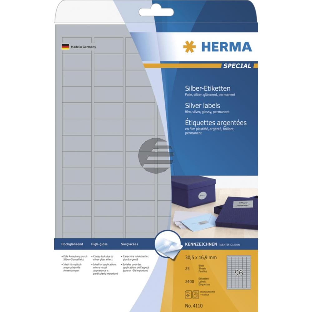 Herma Folien-Etiketten silber 30,5 x 16,9 mm glänzend Inh.2400