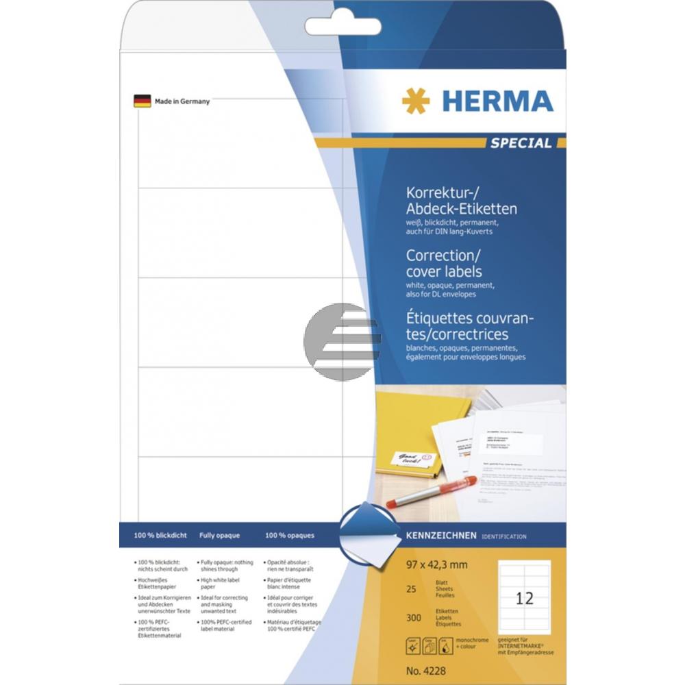 Herma Abdeck-Etiketten weiß 97 x 42,3 mm Papier blickdicht Inh.300