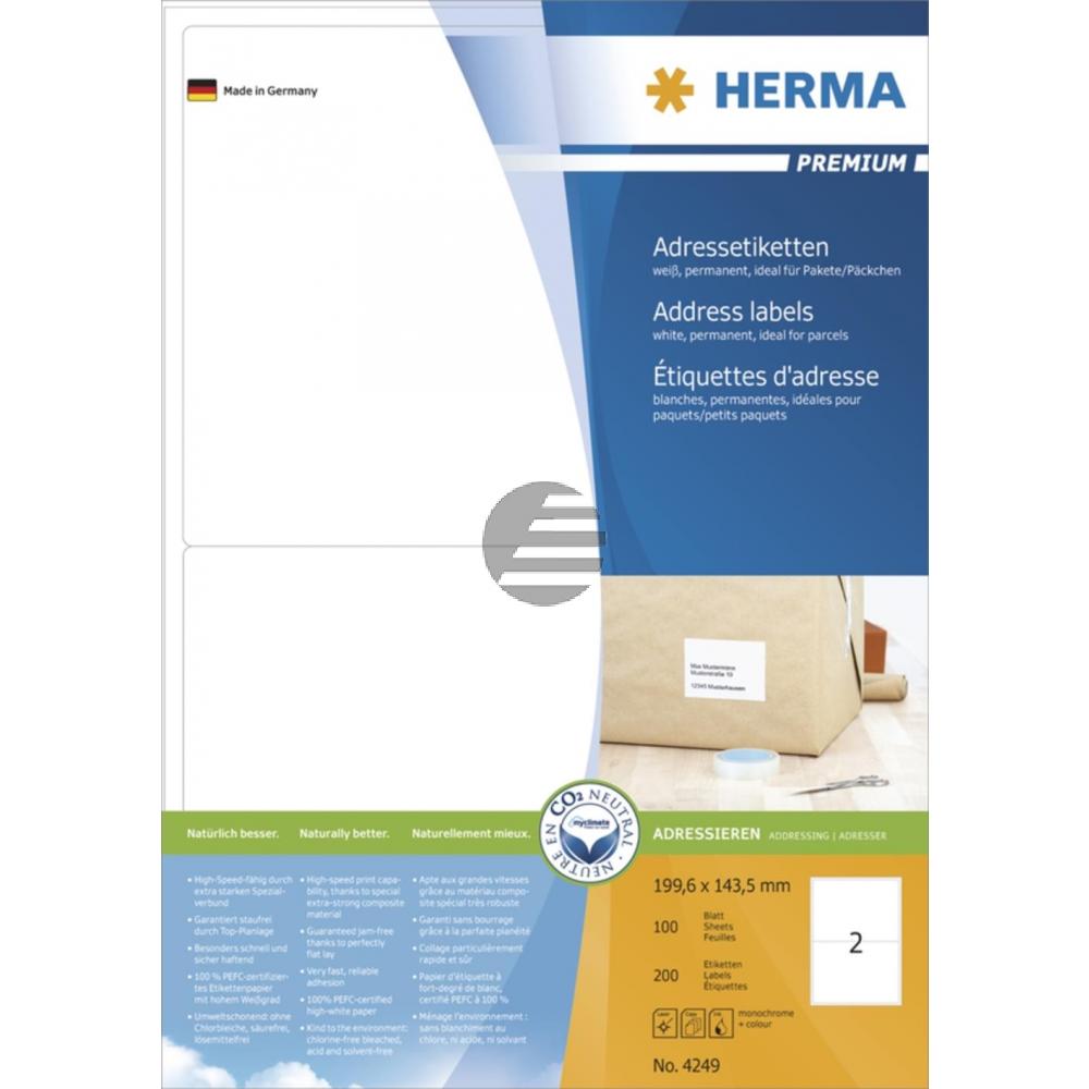 Herma Adressetiketten weiß 199,6 x 143,5 mm Papier matt Inh.200 100 Blatt