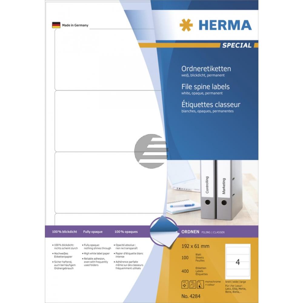 Herma Ordneretiketten A4 weiß 192 x 61 mm Papier matt blickdicht