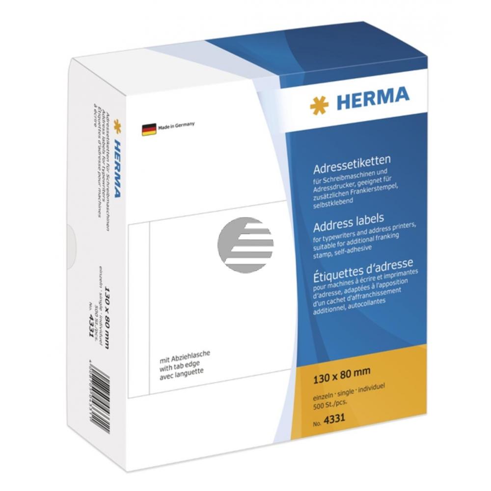 Herma Adressetiketten weiß 130 x 80 mm einzeln Papier matt Inh.500
