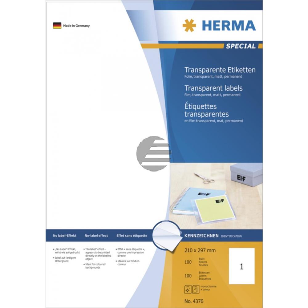 Herma Folien-Etiketten A4 210 x 297 mm transparent Inh.100