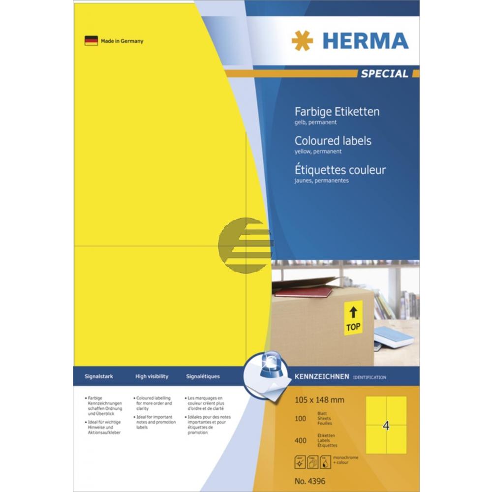 Herma Etiketten A4 gelb 105 x 148 mm Papier matt Inh.400 100 Blatt