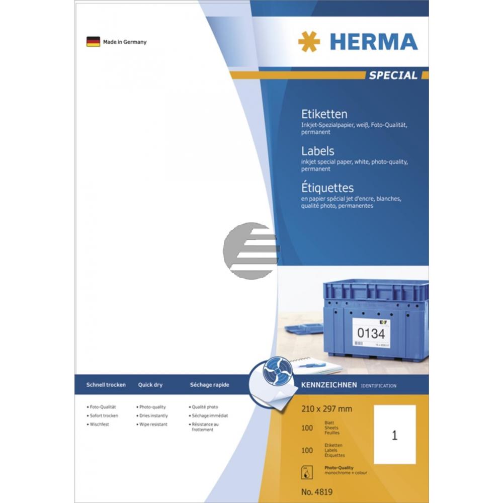 Herma InkJet Etiketten A4 210 x 297 mm weiß Papier matt Inh.100