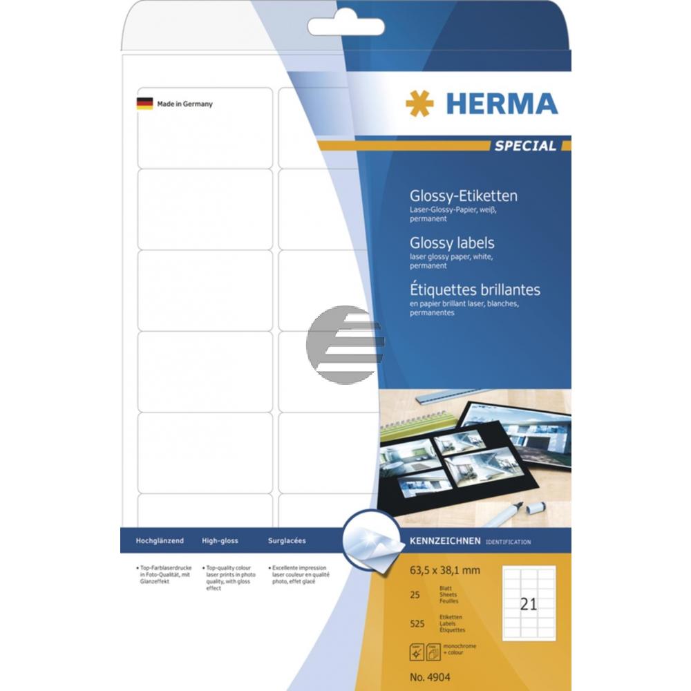 Herma Etiketten A4 weiĂ 63,5 x 38,1 mm Papier glĂ€nzend Inh.525