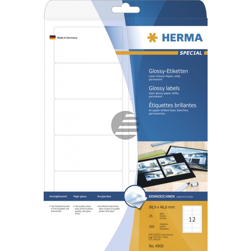 Herma Etiketten A4 weiß 88,9 x 46,6 mm Papier glänzend Inh.300