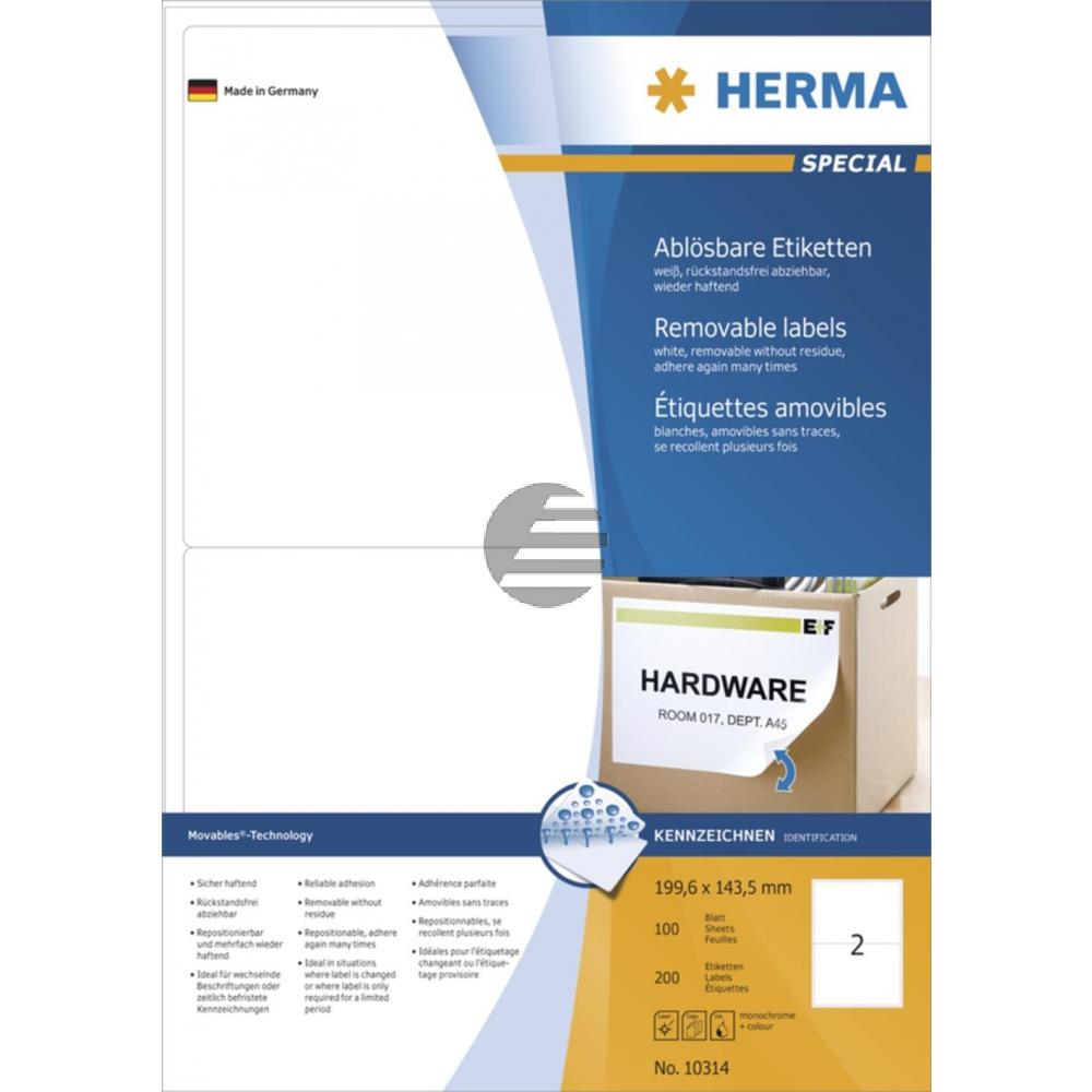 Herma Etiketten A4 weiß 199,6 x 143,5 mm ablösbar Papier Inh.200