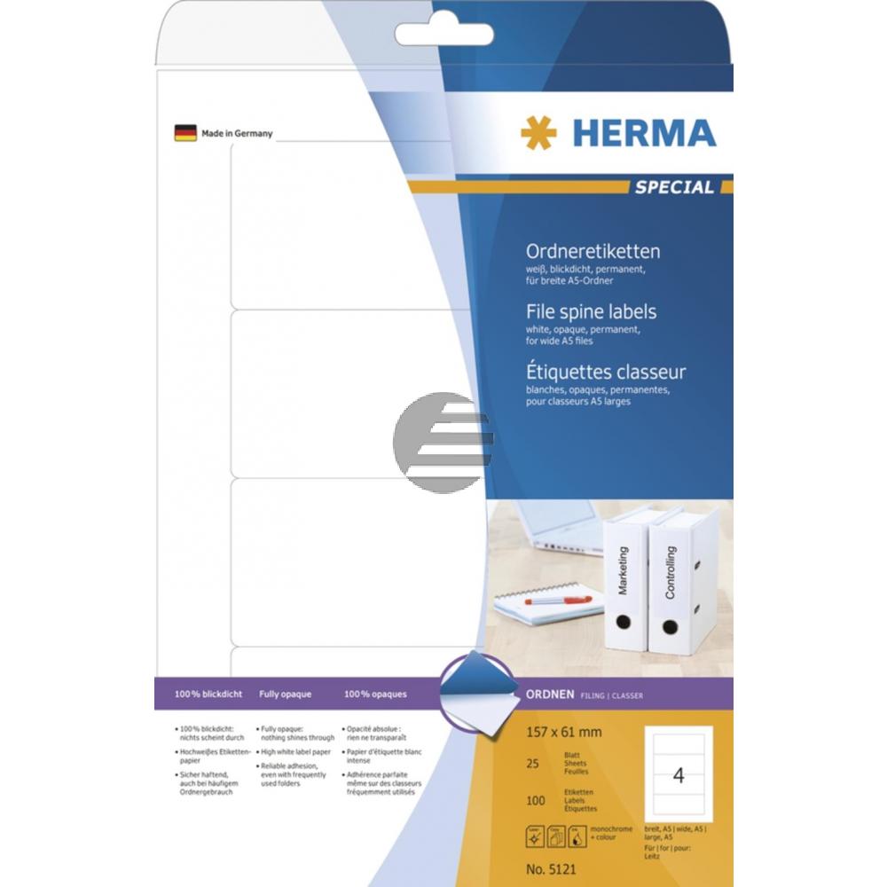 Herma Ordneretiketten weiß 157 x 61 mm Papier blickdicht Inh.100 St