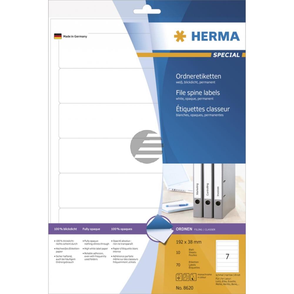 Herma Ordneretiketten weiß 192 x 38 mm Papier blickdicht Inh.70 St.