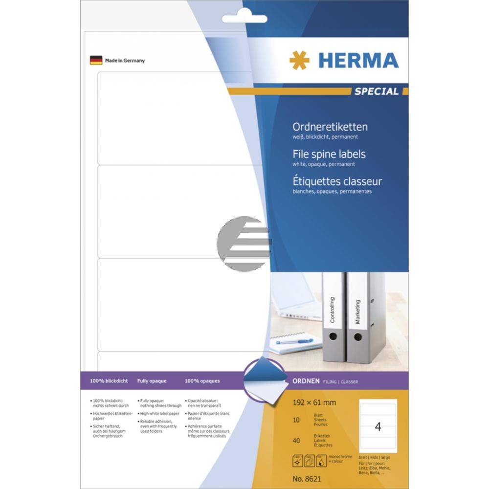 Herma Ordneretiketten weiß 192 x 61 mm Papier blickdicht Inh.40 St.