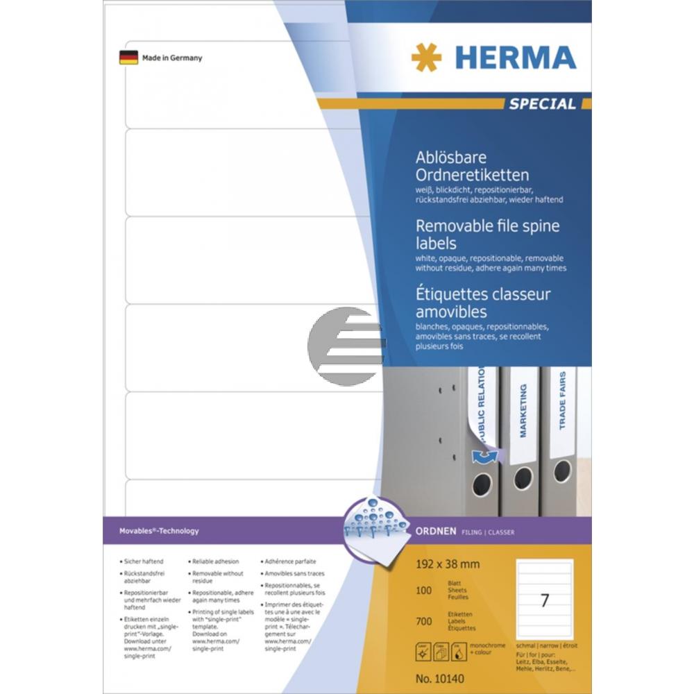 Herma Ordneretiketten weiß 192 x 38 mm ablösbar Papier Inh.700 St.