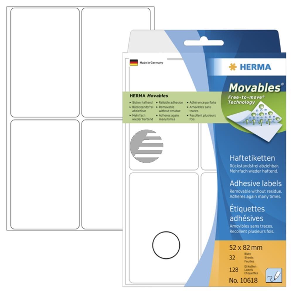 Herma Vielzwecketiketten weiß 52 x 82 mm ablösbar Papier Inh.128