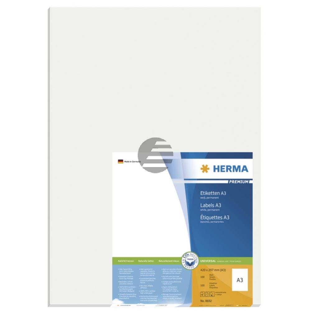 Herma A3-Etiketten weiß Premium 297 x 420 mm Papier matt Inh.100