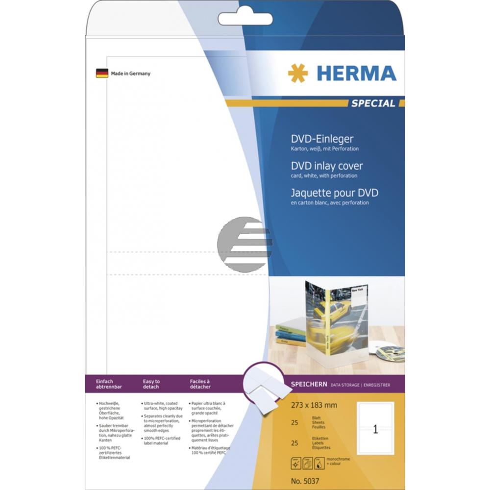 Herma DVD-Einleger A4 weiß 273 x 183 mm Karton nicht klebend Inh.25