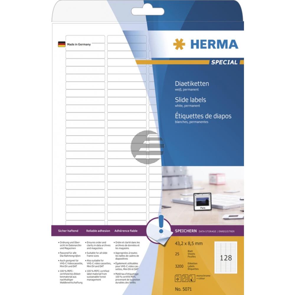 Herma Dia-Etiketten A4 weiß 43,2 x 8,5 mm Papier matt Inh.3200