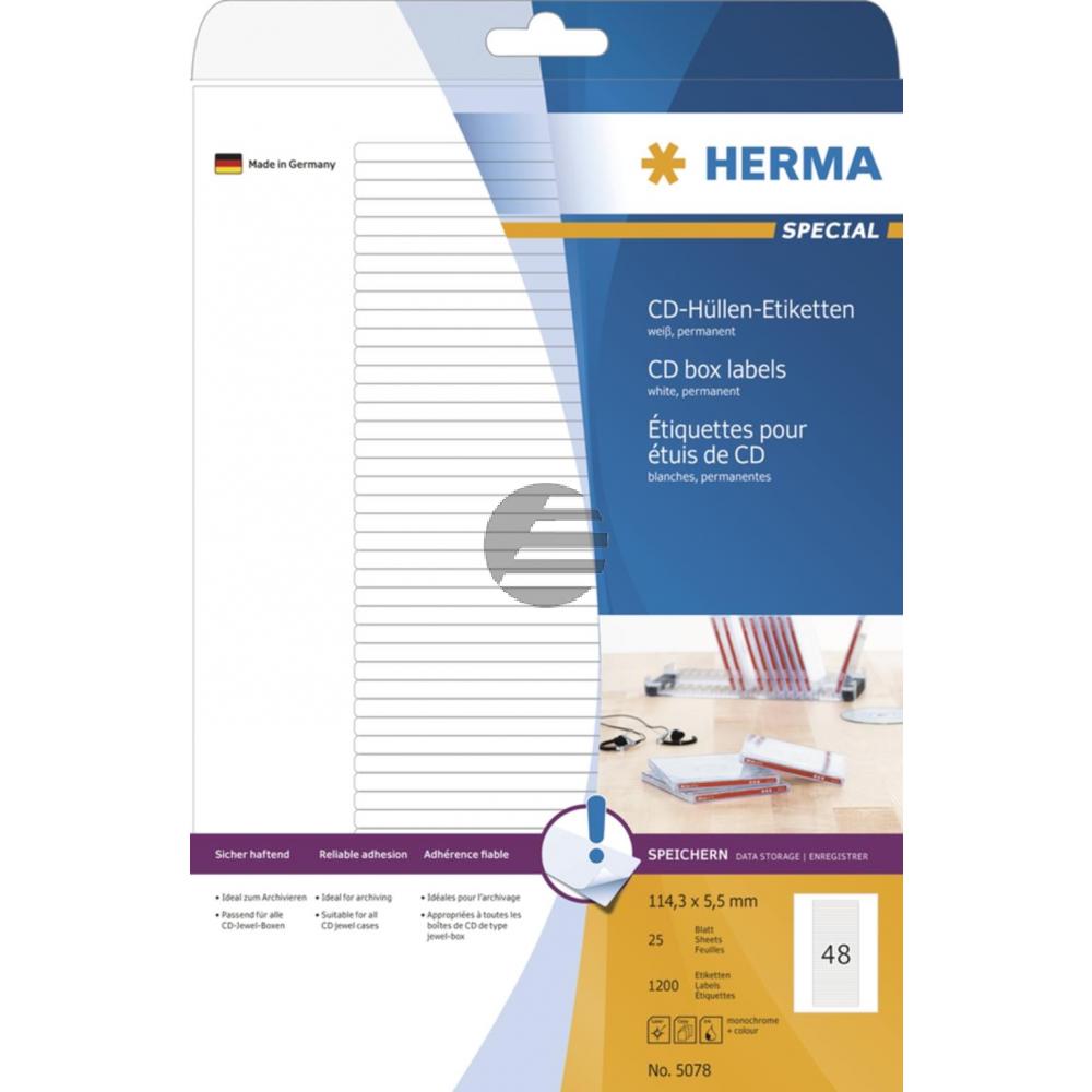 Herma Etiketten für CD-Box A4 weiß 114,3 x 5,5 mm Papier matt Inh.1200