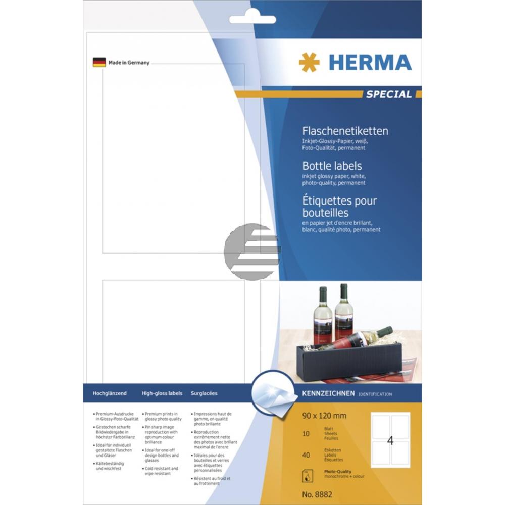 Herma Flaschen-Etiketten A4 weiß 90 x 120 mm Papier Inh.40 glänzend
