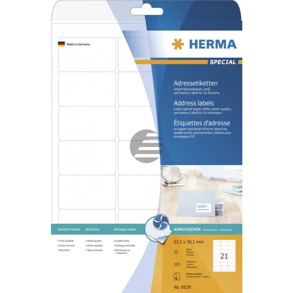 Herma InkJet Etiketten A4 63,5 x 38,1 mm weiß Papier matt Inh.525