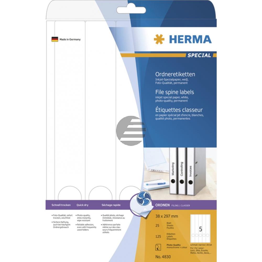 Herma Inkjet Ordneretiketten A4 weiß 38 x 297 mm Papier matt Inh.125