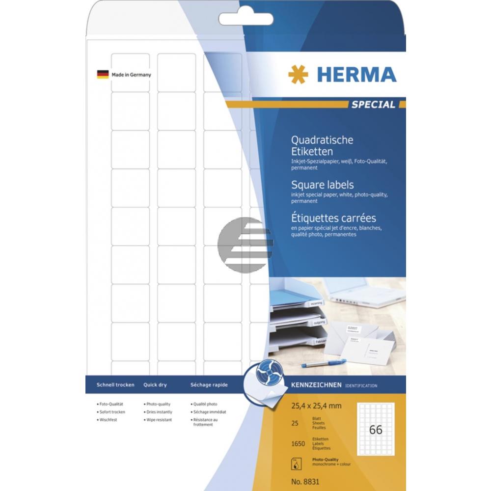 Herma Inkjet Etiketten A4 weiß 25,4 x 25,4 mm Papier matt Inh.1650