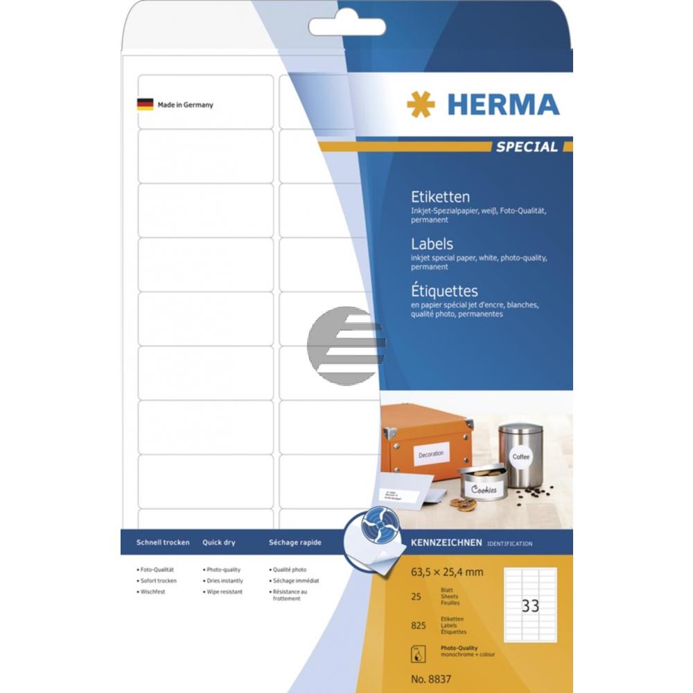 Herma Inkjet Etiketten A4 weiß 63,5 x 25,4 mm Papier matt Inh.825