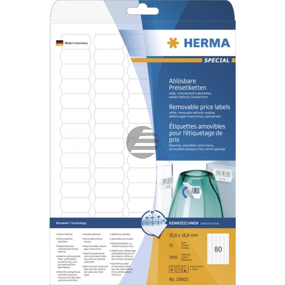 Herma Preisetiketten A4 weiß 35,6 x 16,9 mm Papier matt Inh.4725 ablösbar