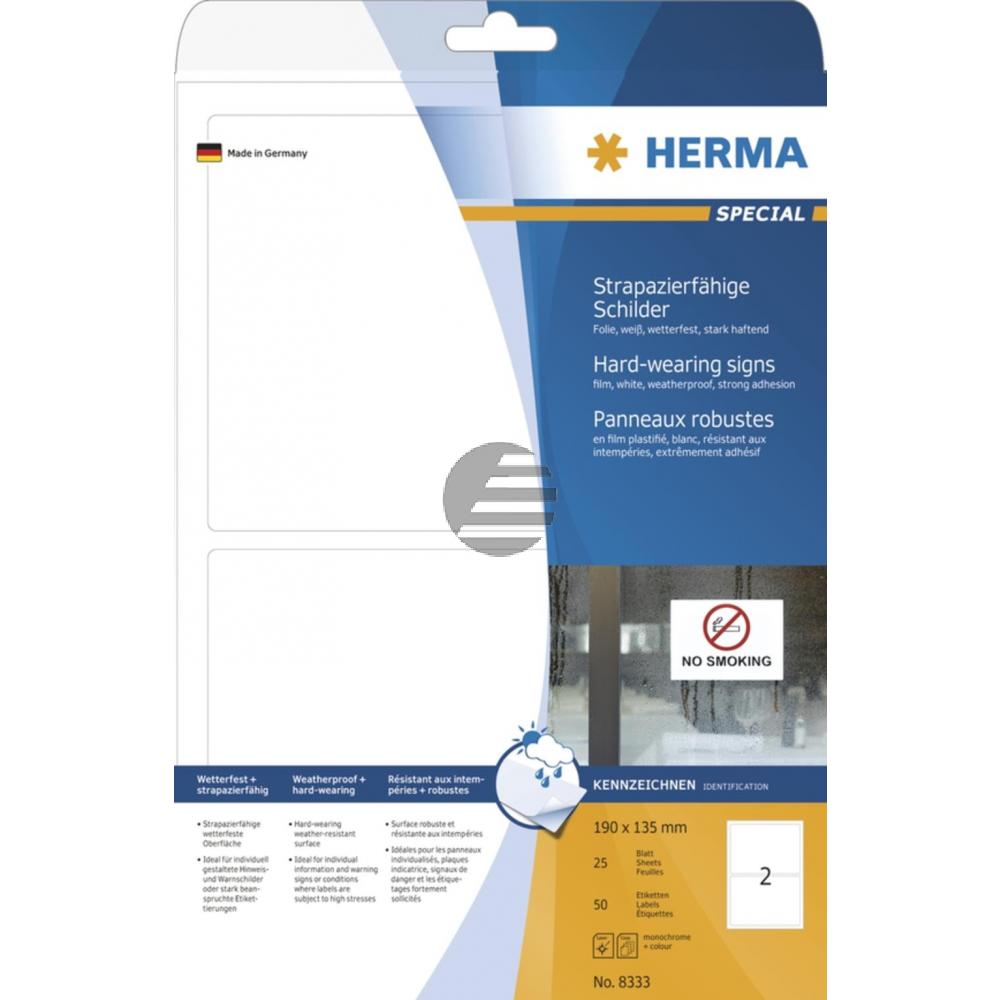 Herma Schilder A4 weiß 190 x 135 mm Folie matt Inh.50 stark haftend